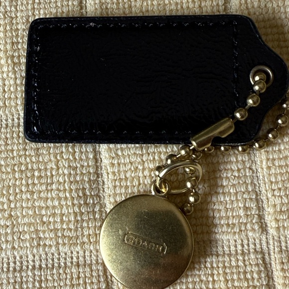 Coach Black Leather Key Holder with Gold Accents and Charm - Picture 2 of 4